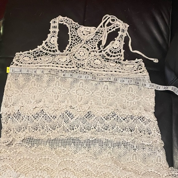 🆕 POL - Elegant Crochet Maxi Dress - Swim Cover - Edge Detailing - 100% COTTON - Picture 10 of 11